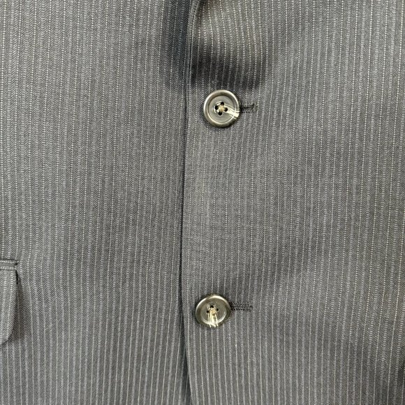 Chaps by Ralph Lauren Wool Blend Blazer Jacket Size 42L Black Blue Pinstripe - Picture 4 of 11